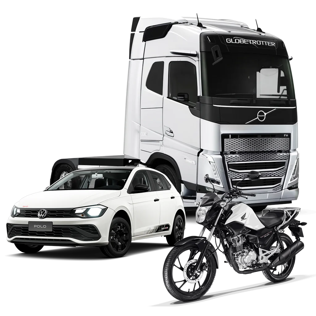 Caminhão, carro e moto protegidos pela Proteção Brasil